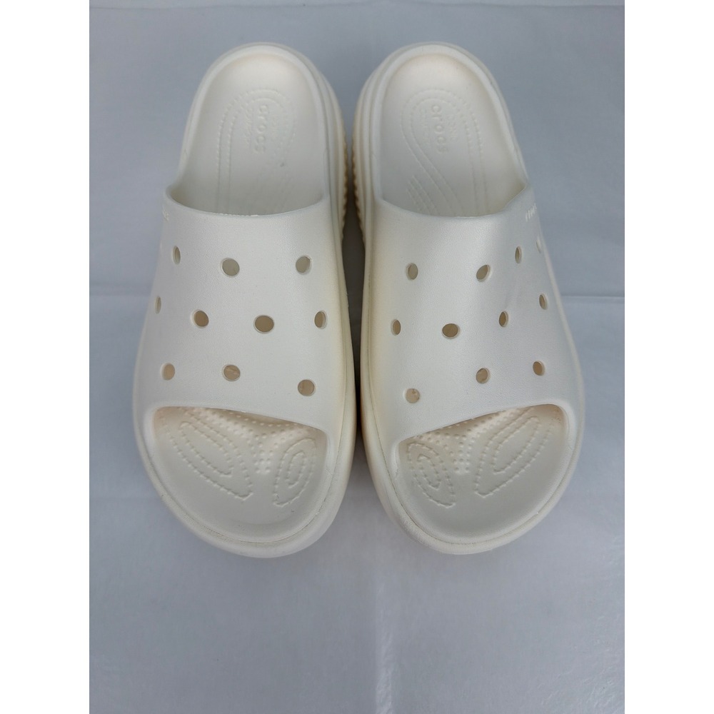Crocs Stomp Platform Slides Unisex M7 W9 White Chunky Streetwear Sandals